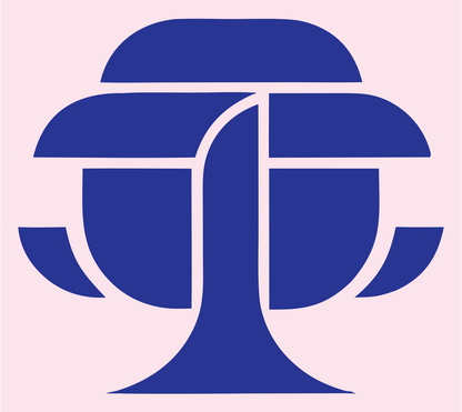 Bold Canopy Tree Emblem #fce4ec/#283593
