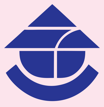 Geometric Conical Hat Sushi Badge #fce4ec/#283593