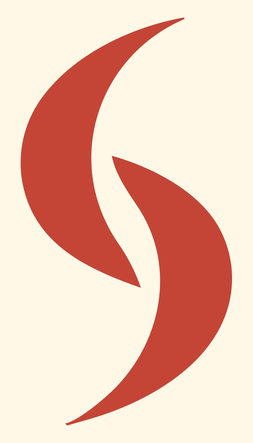 Negative Space Flame Sushi Mark #fff8e7/#c44536