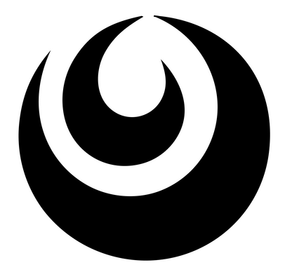 Crescent Moon Circle Emblem #ffffff/#000000