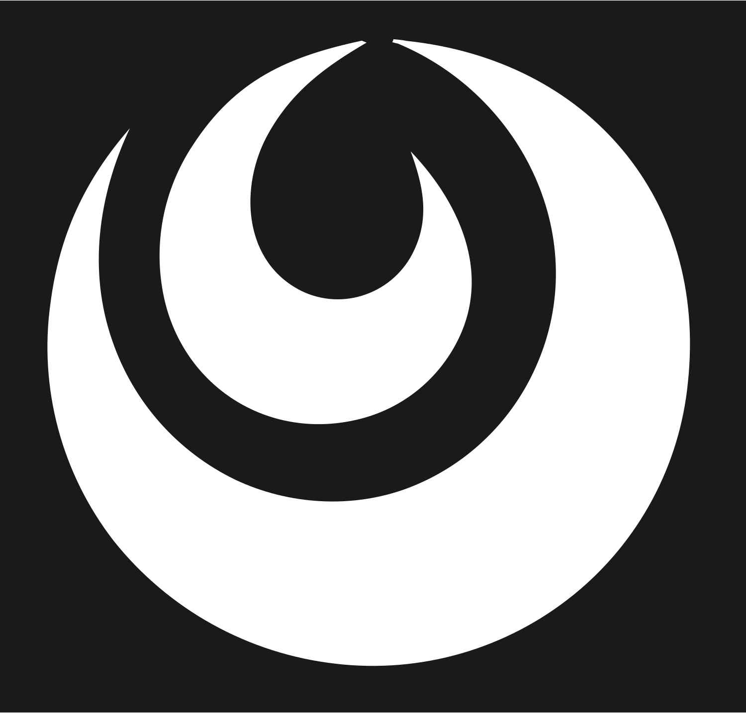 Crescent Moon Circle Emblem #1a1a1a/#ffffff