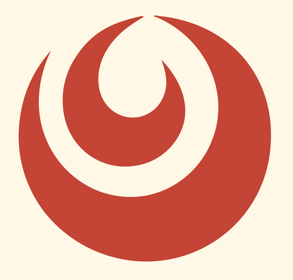 Crescent Moon Circle Emblem #fff8e7/#c44536