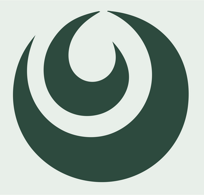 Crescent Moon Circle Emblem #e8efe9/#2d4a3e