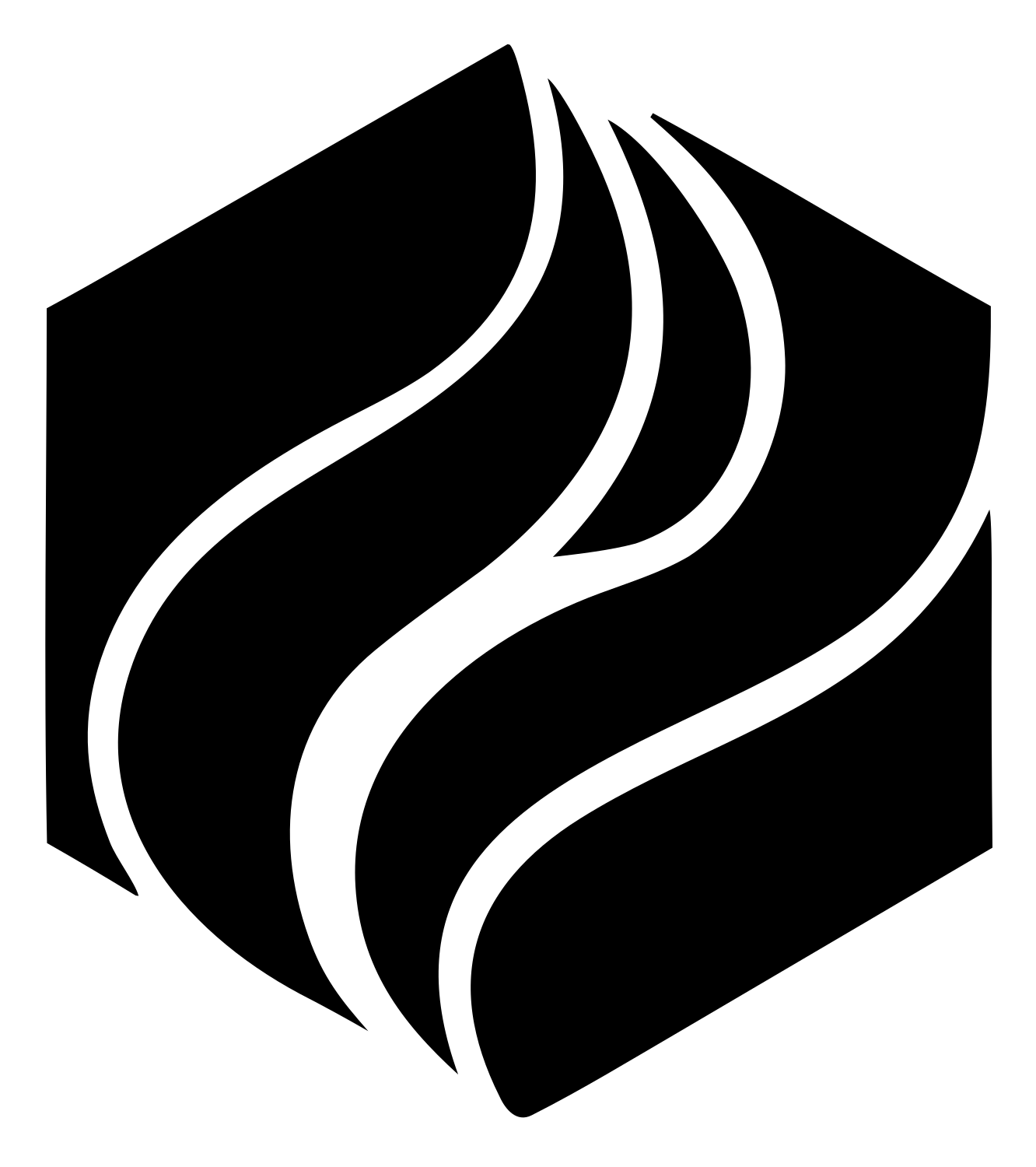 Hexagon Flame Negative Space Mark #ffffff/#000000