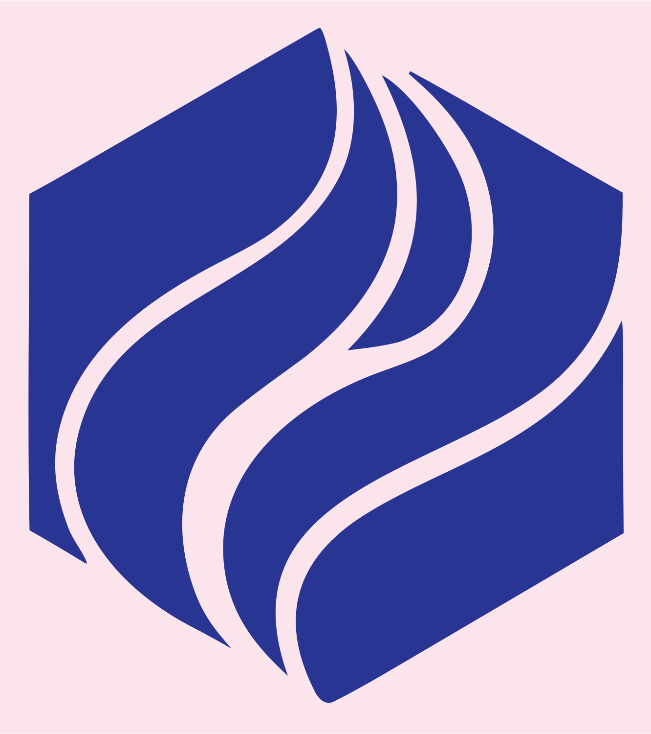 Hexagon Flame Negative Space Mark #fce4ec/#283593