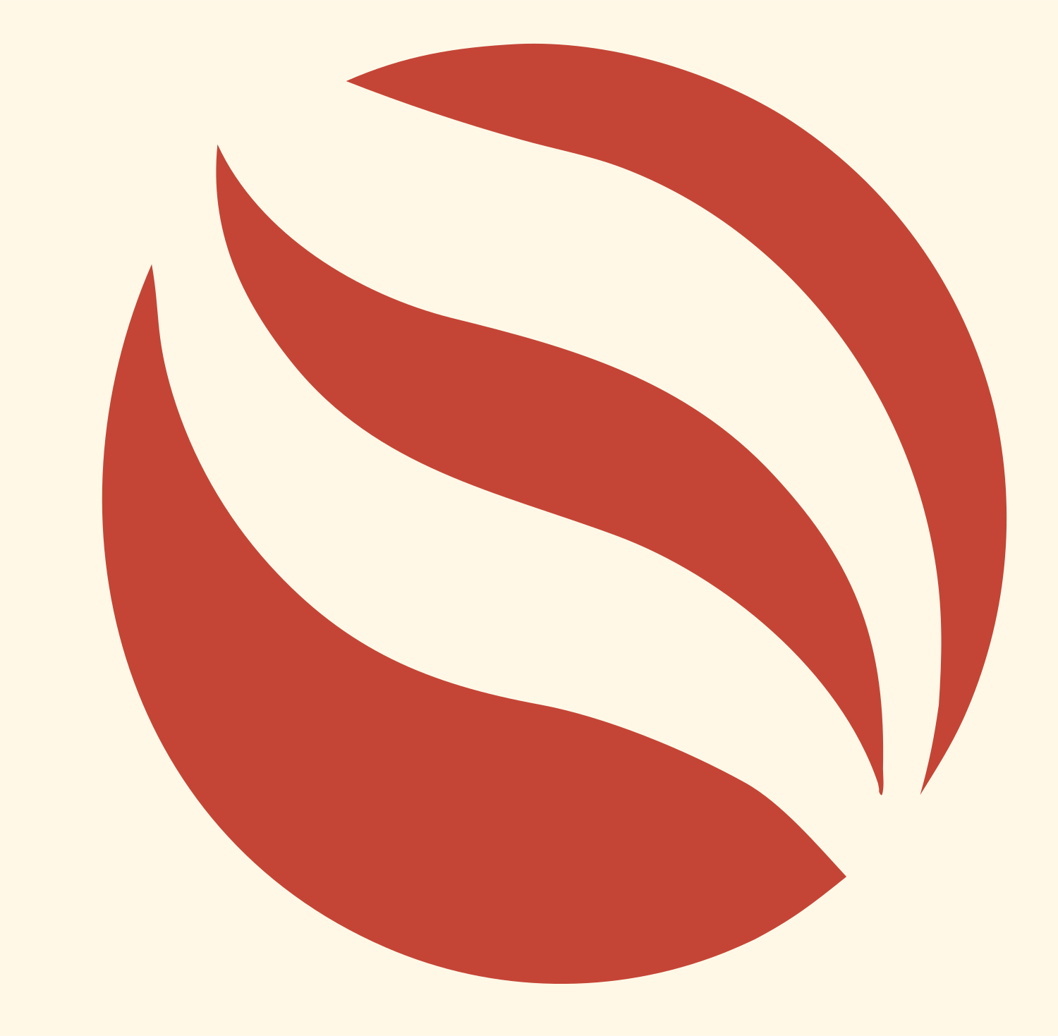 Negative Space Flame Circle Mark #fff8e7/#c44536