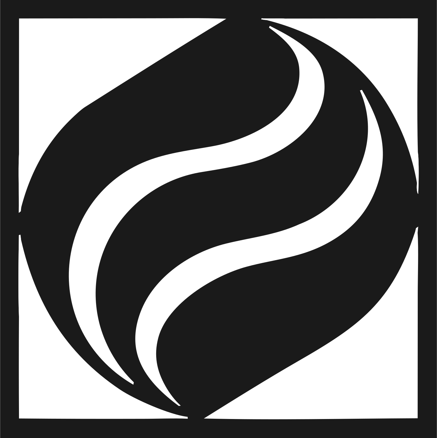 Negative Space Flame Circle Badge #1a1a1a/#ffffff
