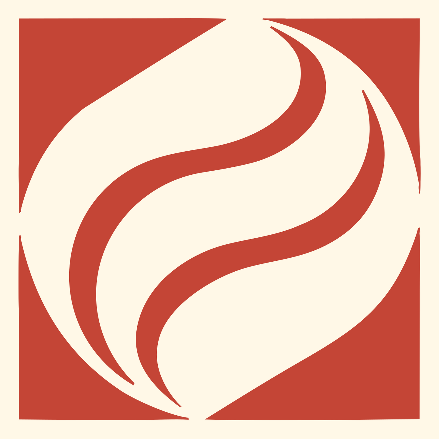 Negative Space Flame Circle Badge #fff8e7/#c44536