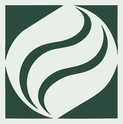 Negative Space Flame Circle Badge #e8efe9/#2d4a3e