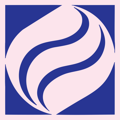 Negative Space Flame Circle Badge #fce4ec/#283593