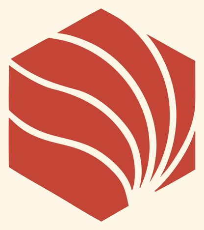 Hexagon Shell Fan Mark #fff8e7/#c44536
