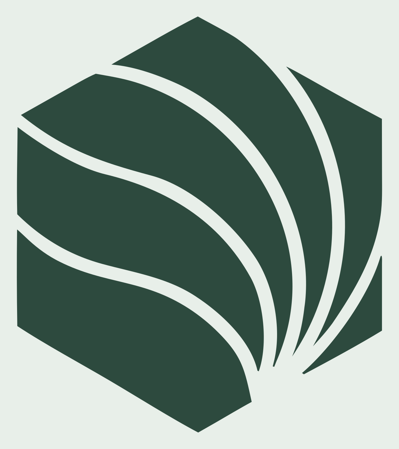 Hexagon Shell Fan Mark #e8efe9/#2d4a3e