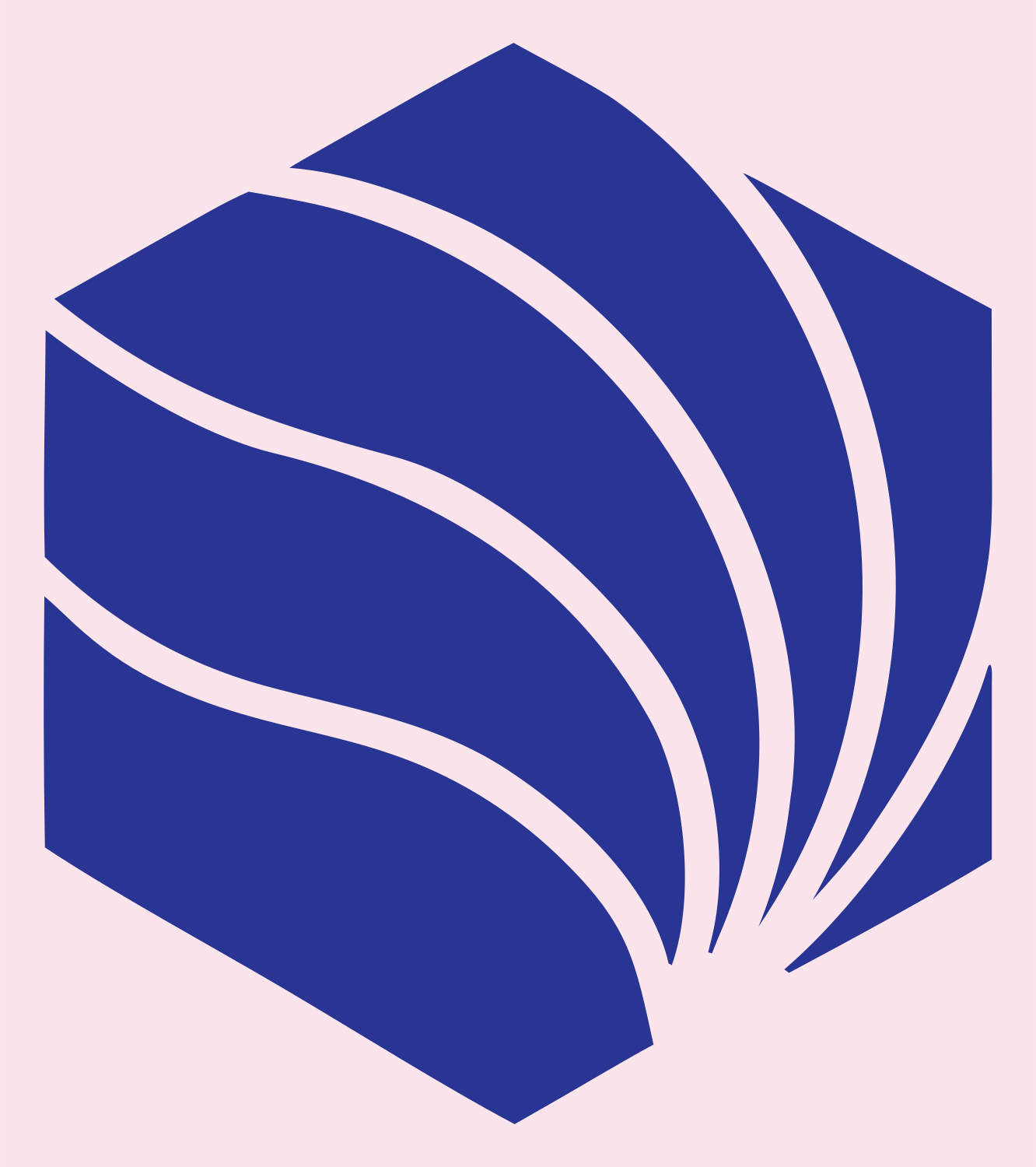 Hexagon Shell Fan Mark #fce4ec/#283593