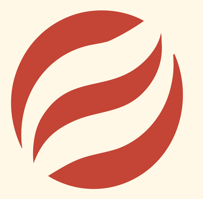 Negative Space Flame Globe Mark #fff8e7/#c44536