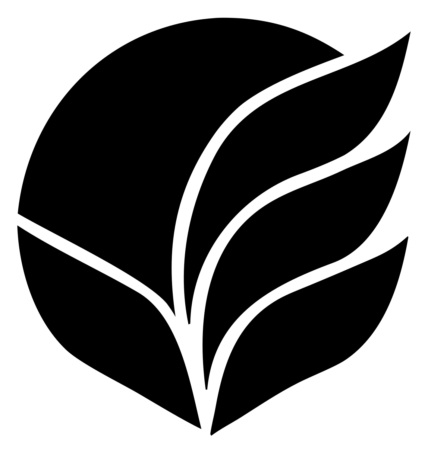 Negative Space Leaf Circle Badge #ffffff/#000000