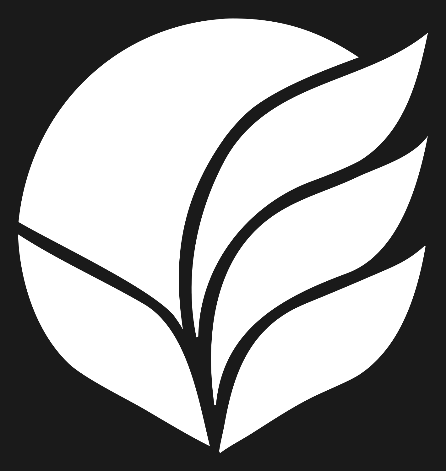 Negative Space Leaf Circle Badge #1a1a1a/#ffffff