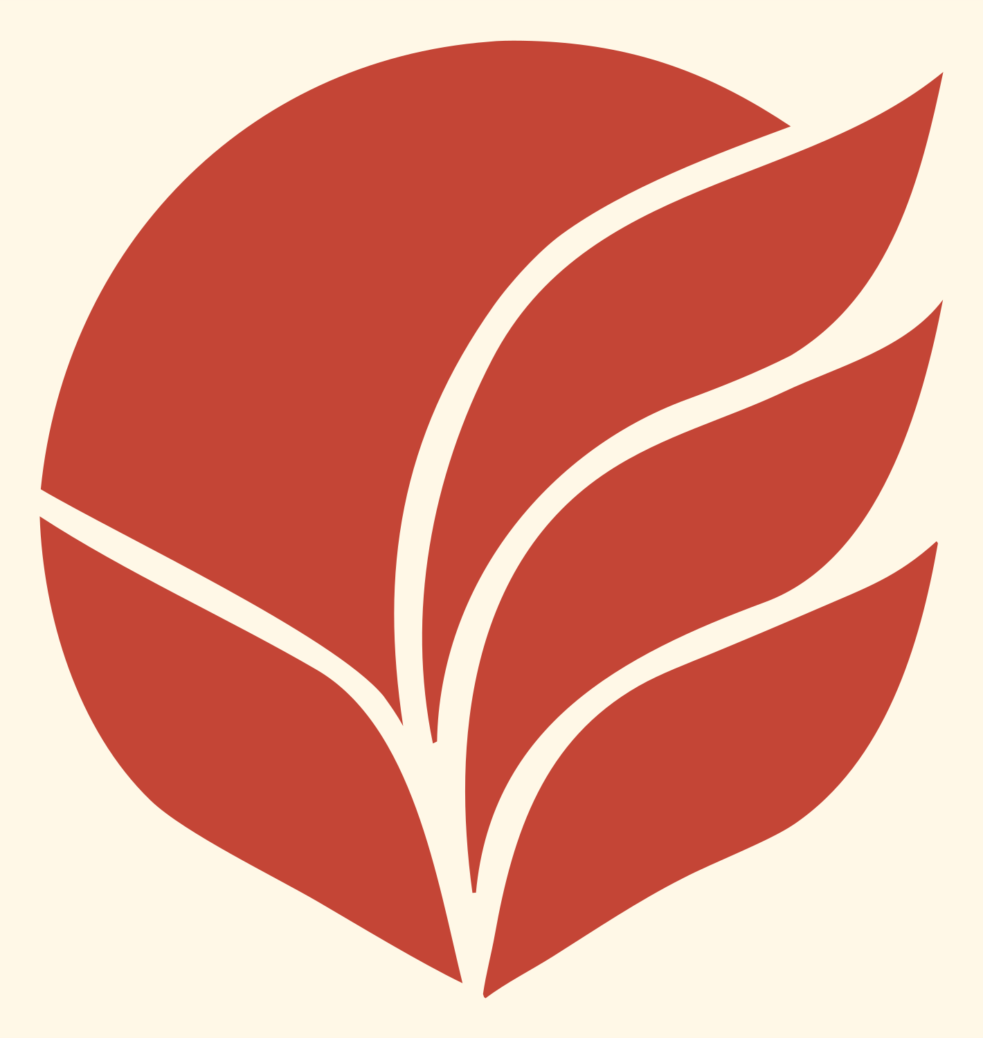 Negative Space Leaf Circle Badge #fff8e7/#c44536
