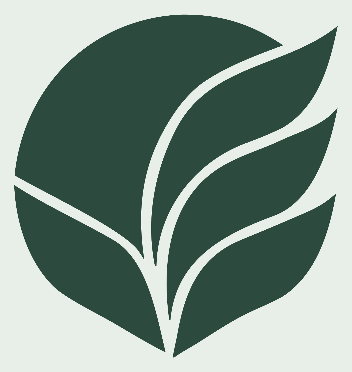 Negative Space Leaf Circle Badge #e8efe9/#2d4a3e