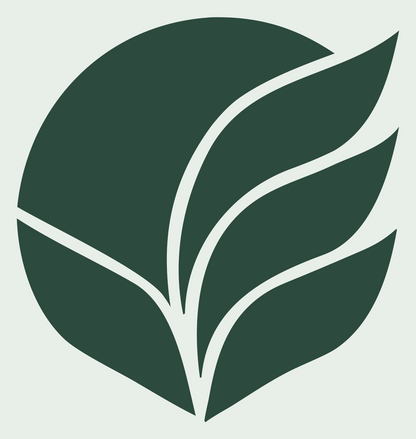 Negative Space Leaf Circle Badge #e8efe9/#2d4a3e