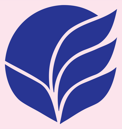 Negative Space Leaf Circle Badge #fce4ec/#283593