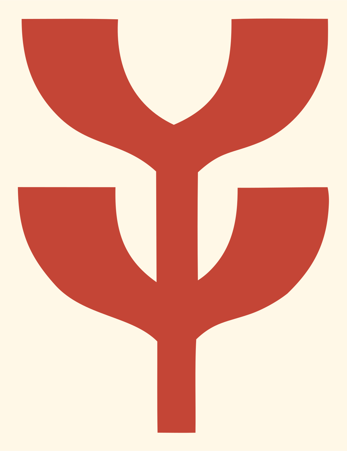 Chunky Sprouting Plant Emblem #fff8e7/#c44536