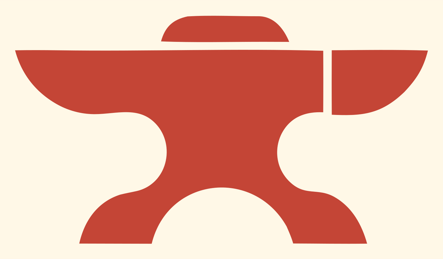 Bold Anvil Negative Space Icon #fff8e7/#c44536