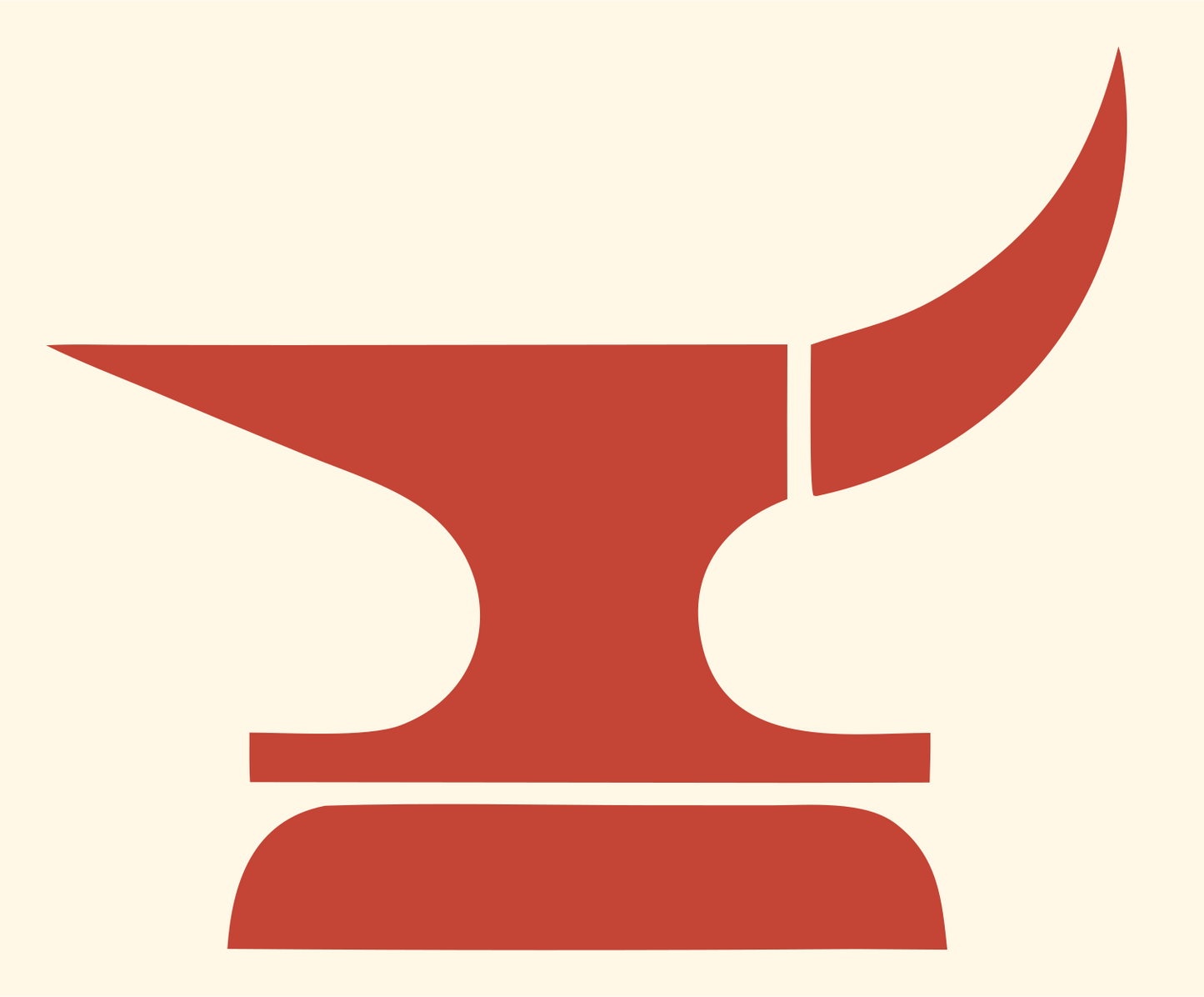 Bold Anvil Horned Mark #fff8e7/#c44536