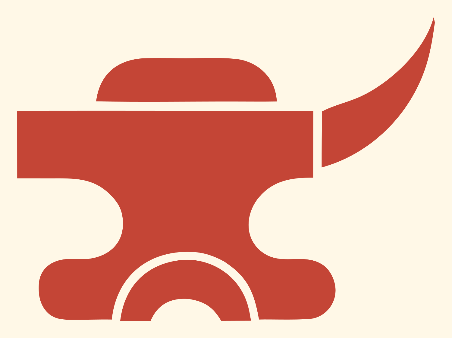 Bold Horned Anvil Emblem #fff8e7/#c44536