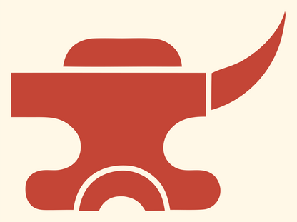Bold Horned Anvil Emblem #fff8e7/#c44536