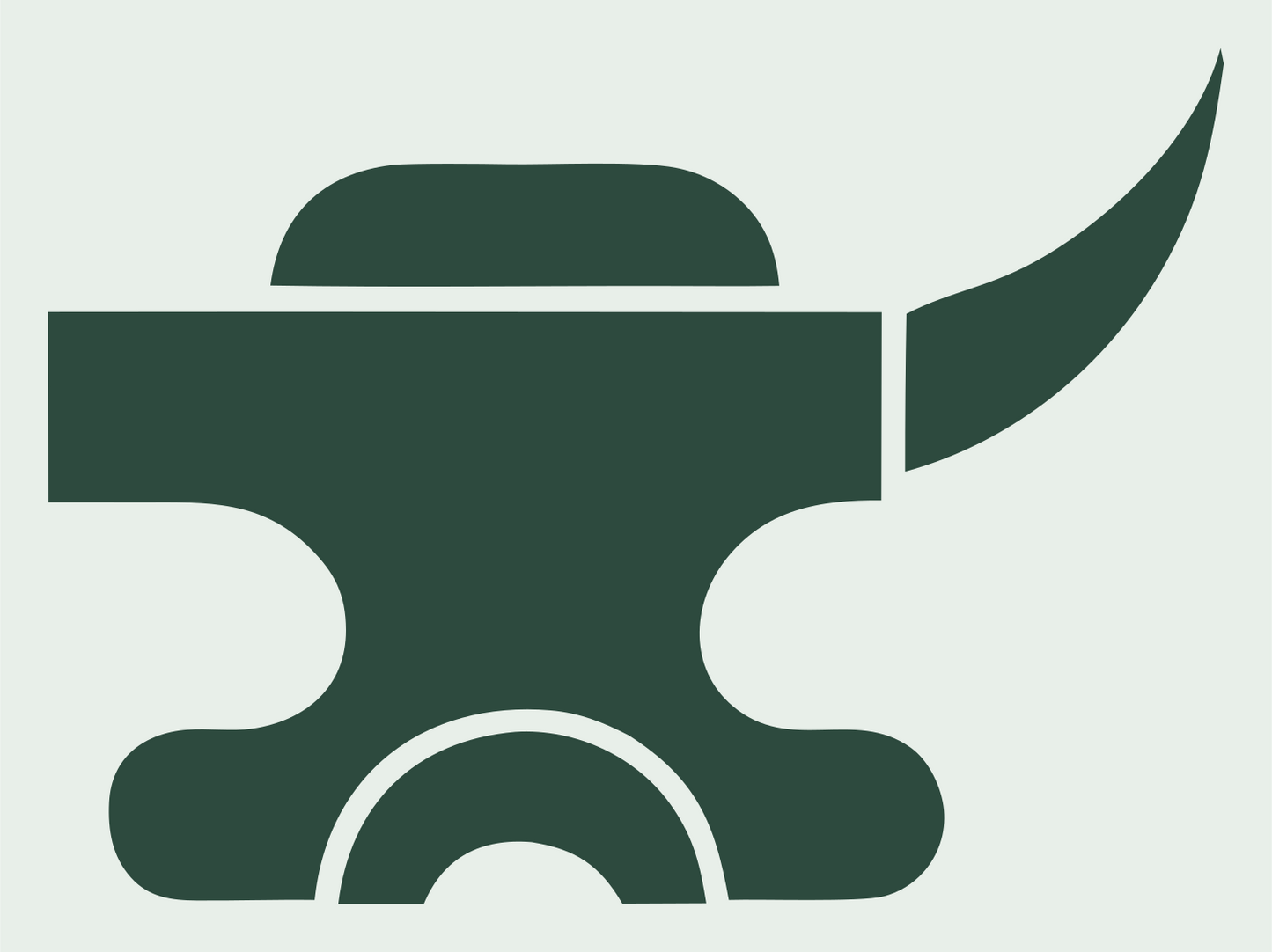 Bold Horned Anvil Emblem #e8efe9/#2d4a3e