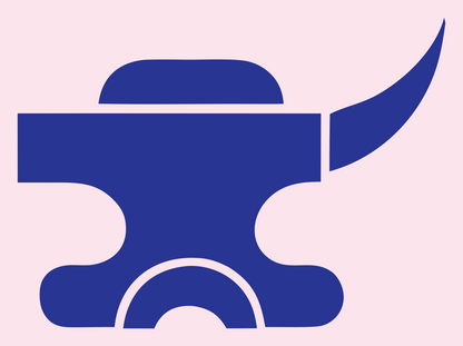 Bold Horned Anvil Emblem #fce4ec/#283593