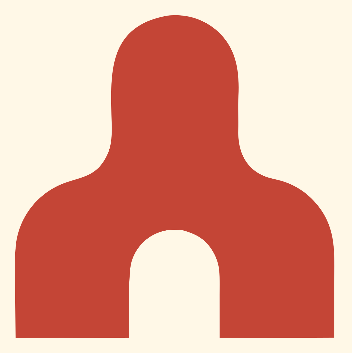 Minimalist Anvil Cutout Logo #fff8e7/#c44536