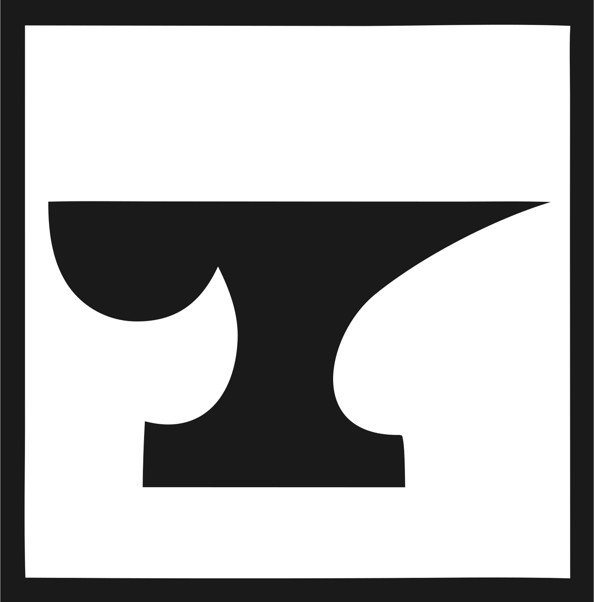Negative Space Anvil Square Badge #1a1a1a/#ffffff