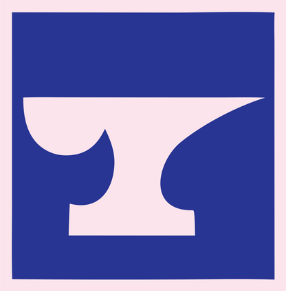 Negative Space Anvil Square Badge #fce4ec/#283593