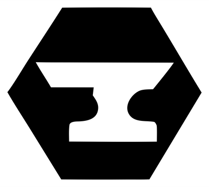 Anvil Hexagon Negative Space Badge #ffffff/#000000