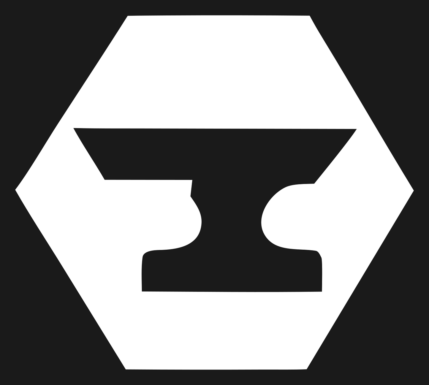 Anvil Hexagon Negative Space Badge #1a1a1a/#ffffff
