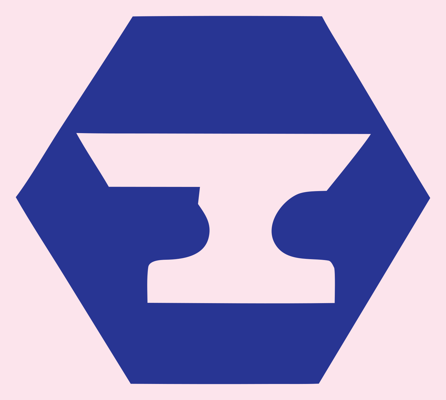 Anvil Hexagon Negative Space Badge #fce4ec/#283593