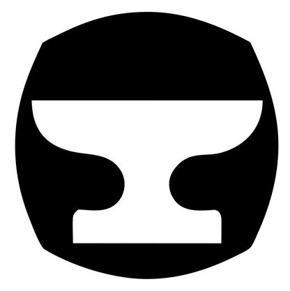 Negative Space Anvil Round Badge #ffffff/#000000