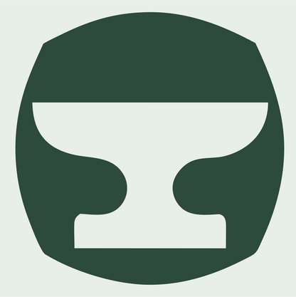 Negative Space Anvil Round Badge #e8efe9/#2d4a3e
