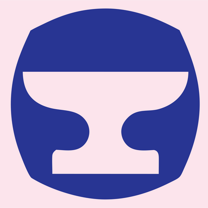 Negative Space Anvil Round Badge #fce4ec/#283593