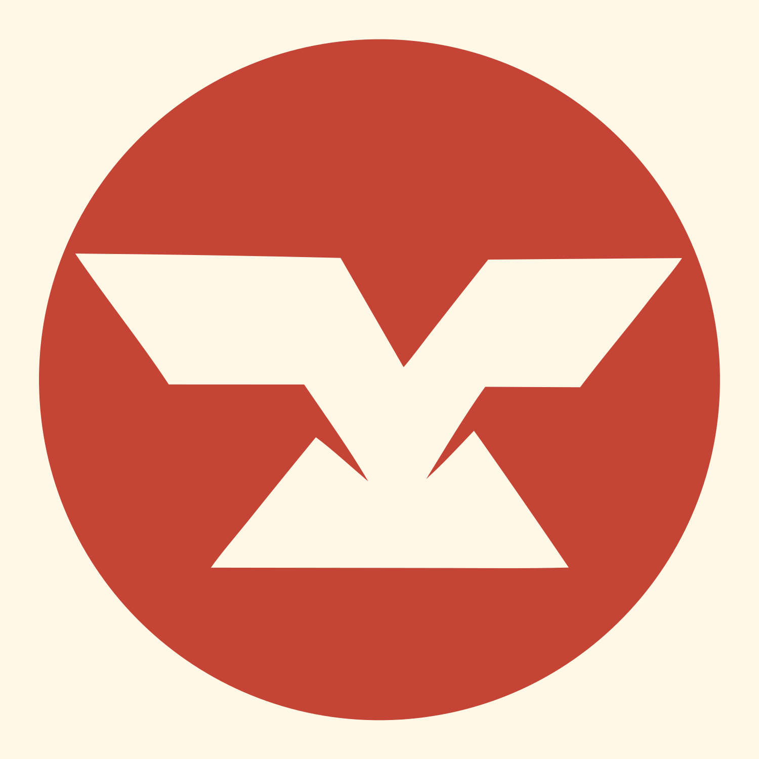 Negative Space Anvil Circle Mark #fff8e7/#c44536