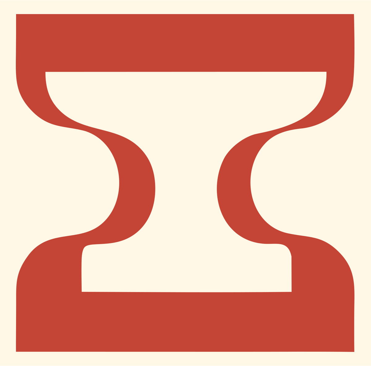 Negative Space Anvil Cutout Crest #fff8e7/#c44536