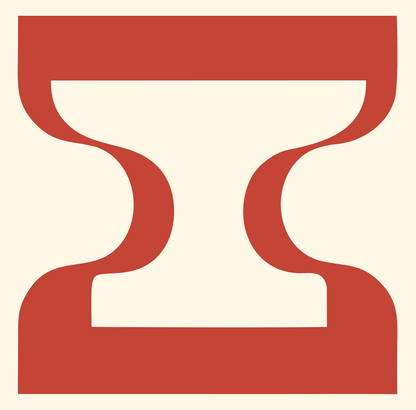 Negative Space Anvil Cutout Crest #fff8e7/#c44536