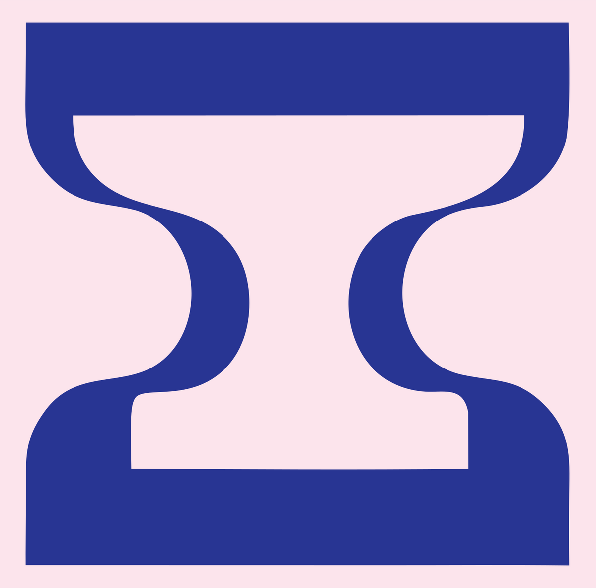 Negative Space Anvil Cutout Crest #fce4ec/#283593