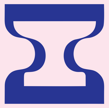Negative Space Anvil Cutout Crest #fce4ec/#283593