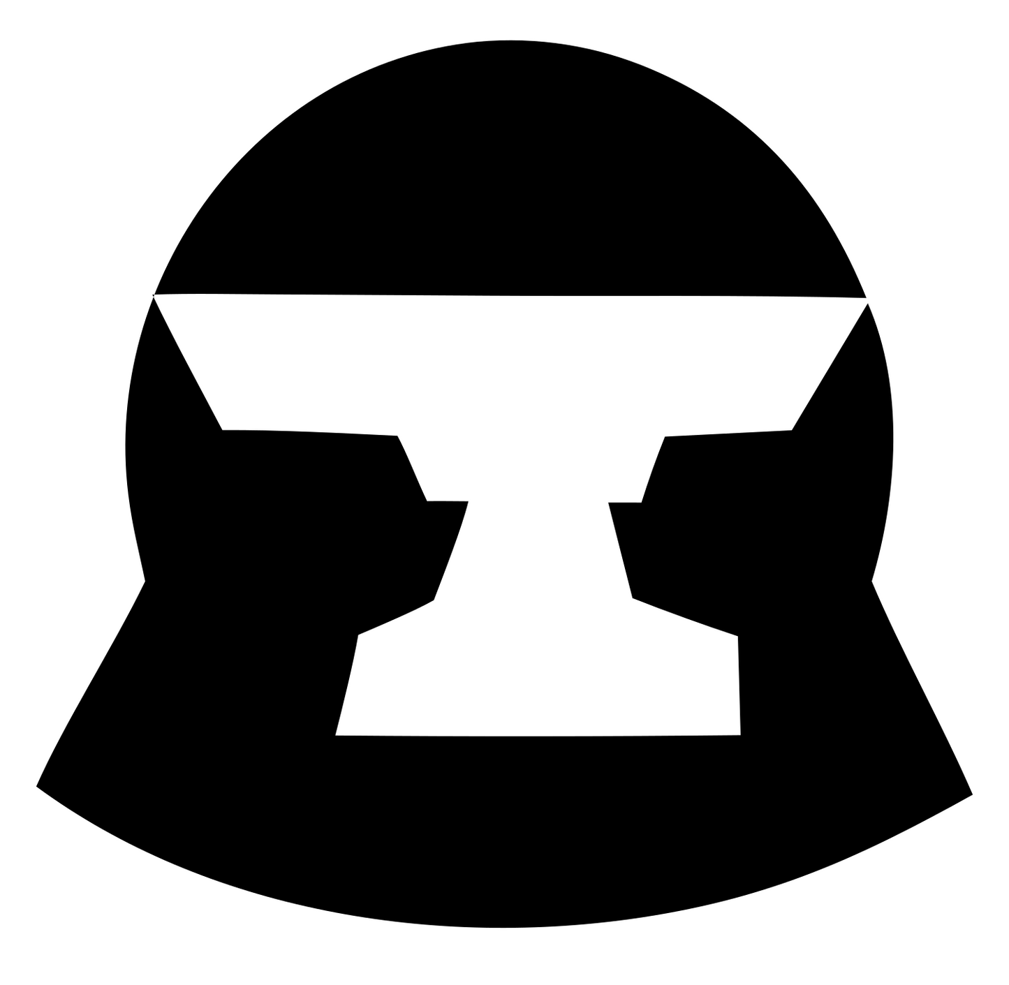 Negative Space Anvil Shield Logo #ffffff/#000000