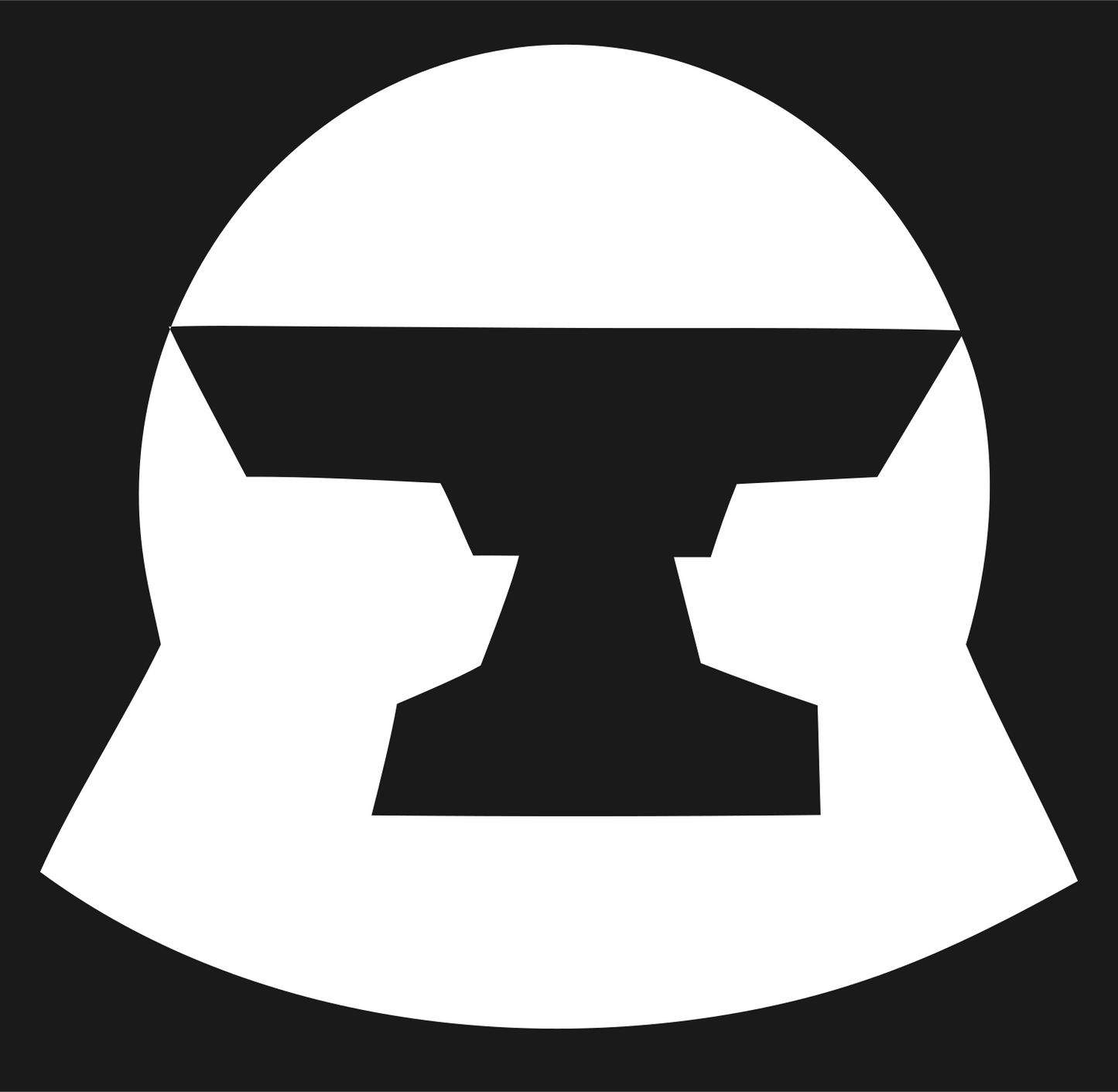 Negative Space Anvil Shield Logo #1a1a1a/#ffffff
