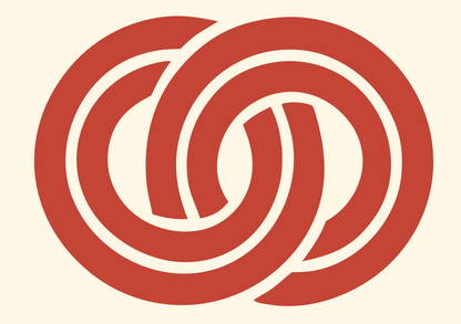 Pretzel Ring Interlock Badge #fff8e7/#c44536