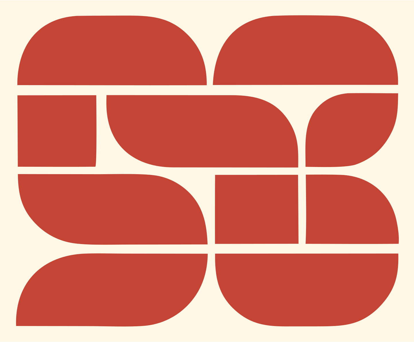 Bold Pretzel Grid Emblem #fff8e7/#c44536