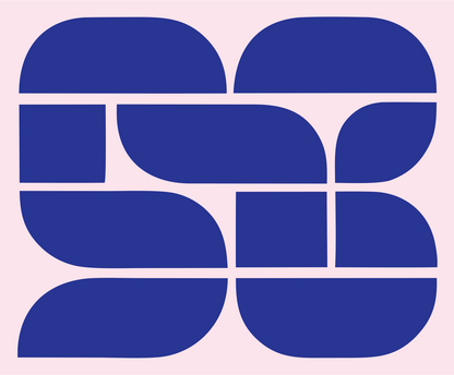 Bold Pretzel Grid Emblem #fce4ec/#283593